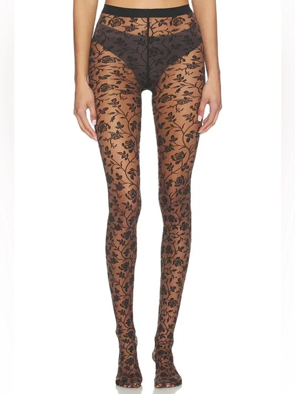 Wolford Rose Tights in Umber & Black NIB